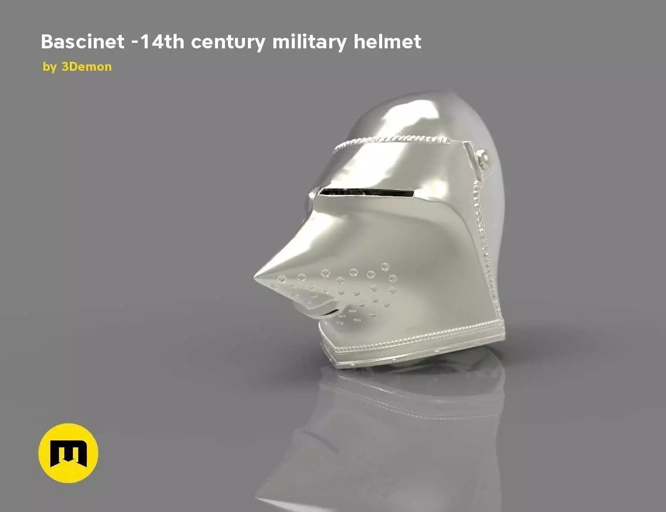 Bascinet -14th century military helmet 3D print model_0
