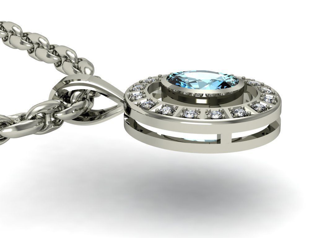 pendant oval with gems   3D print model_8