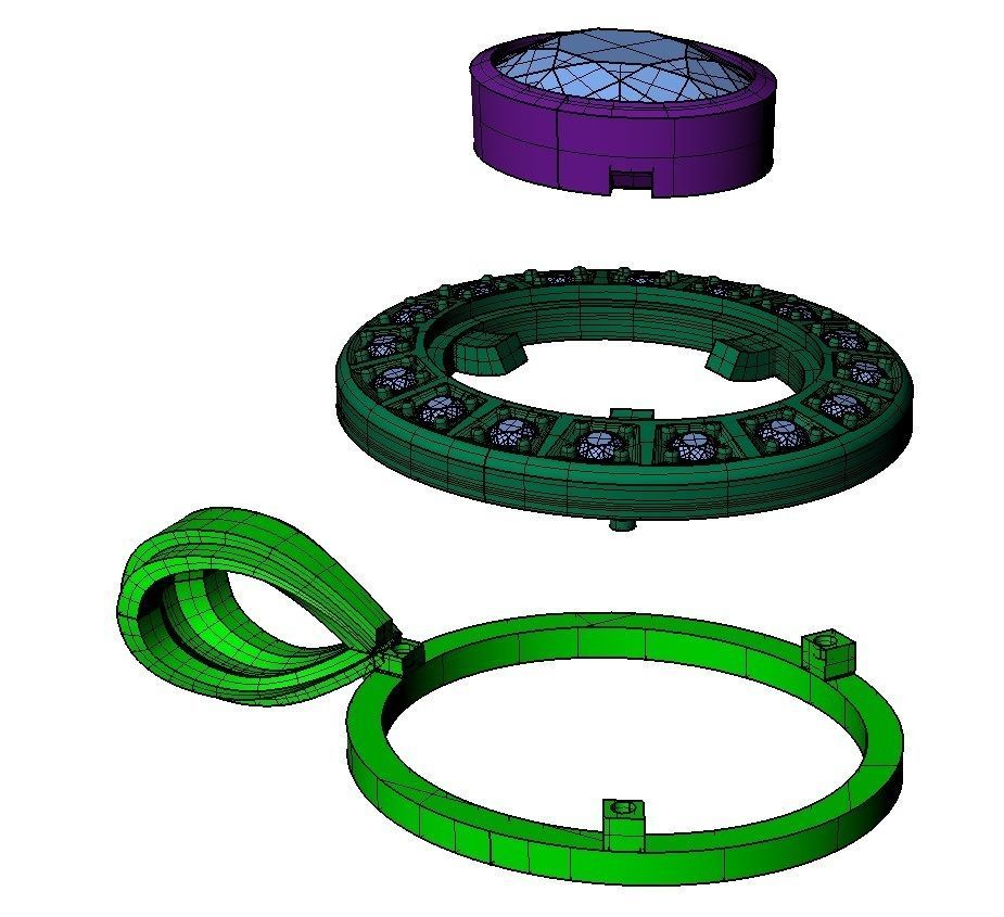 pendant oval with gems   3D print model_3