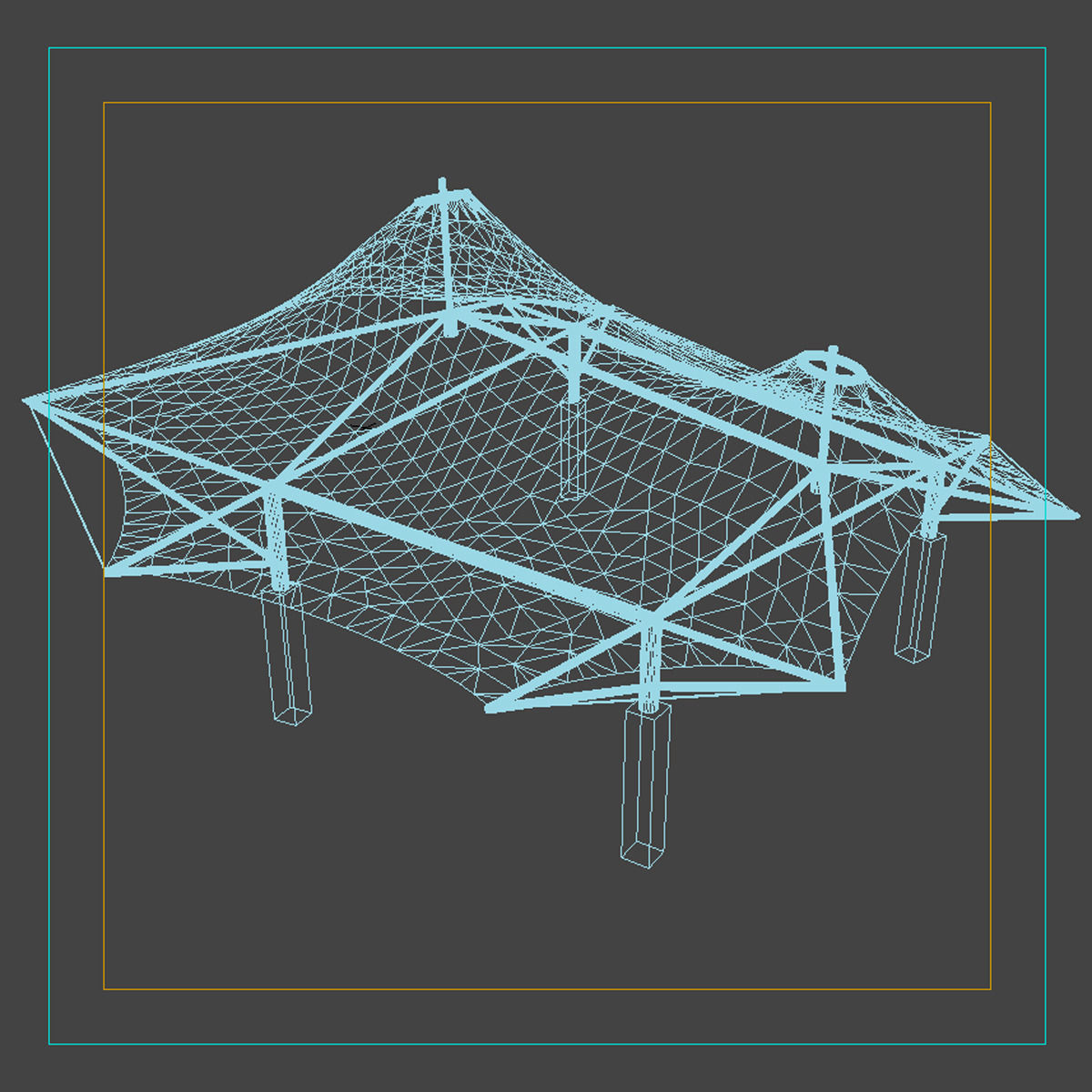 Membrane Tent Roof Low-poly 3D model_7
