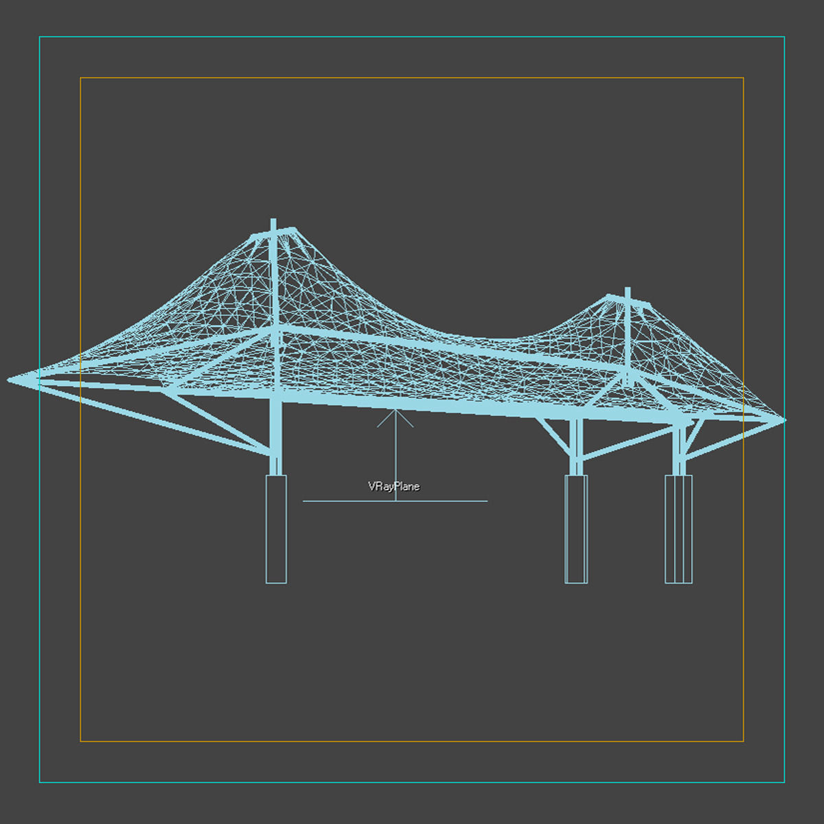 Membrane Tent Roof Low-poly 3D model_6