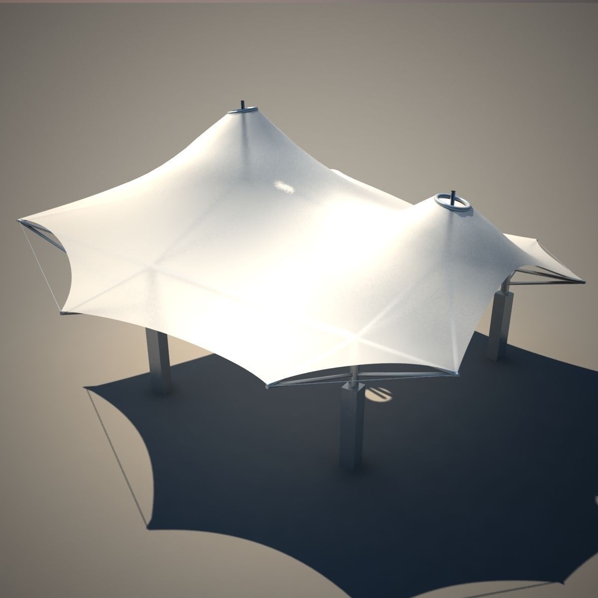 Membrane Tent Roof Low-poly 3D model_2
