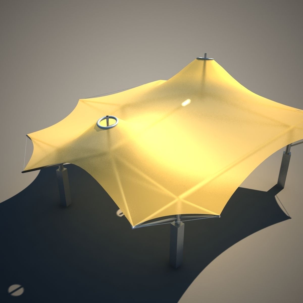 Membrane Tent Roof Low-poly 3D model_3