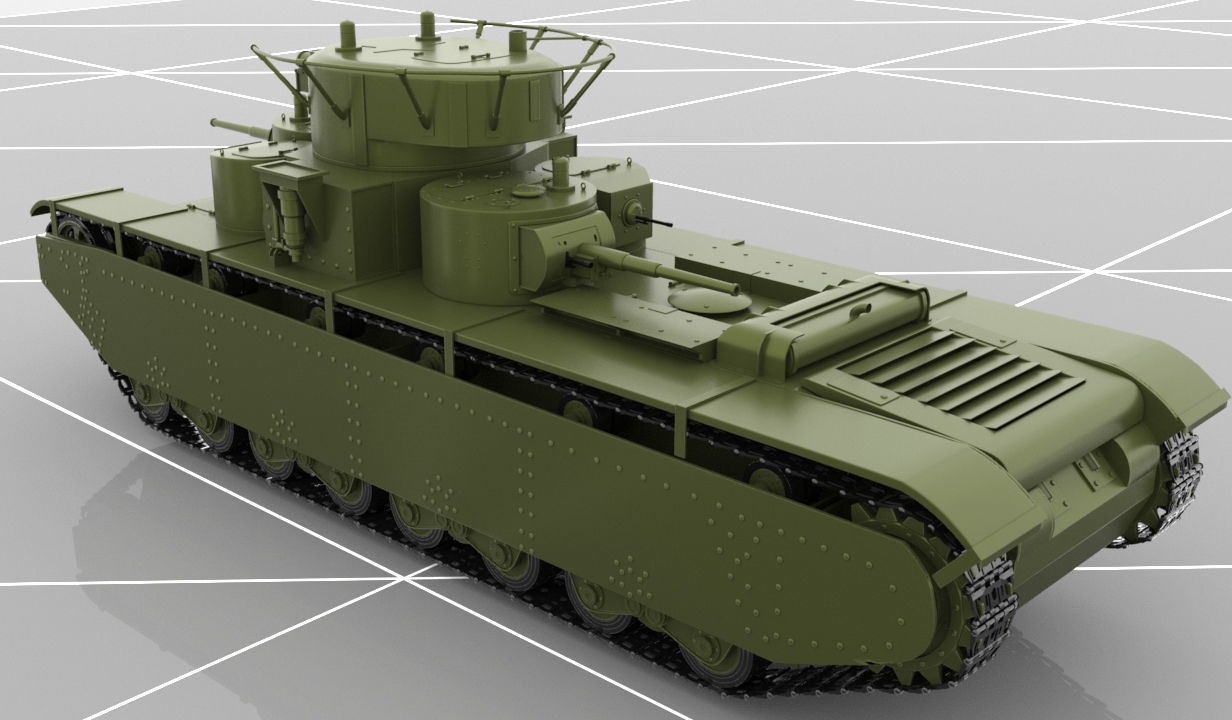 Soviet Russian Heavy Tank T-35 3D model_12