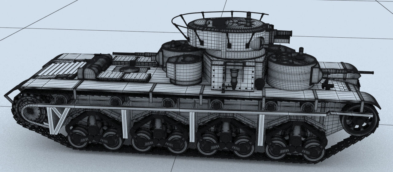 Soviet Russian Heavy Tank T-35 3D model_8