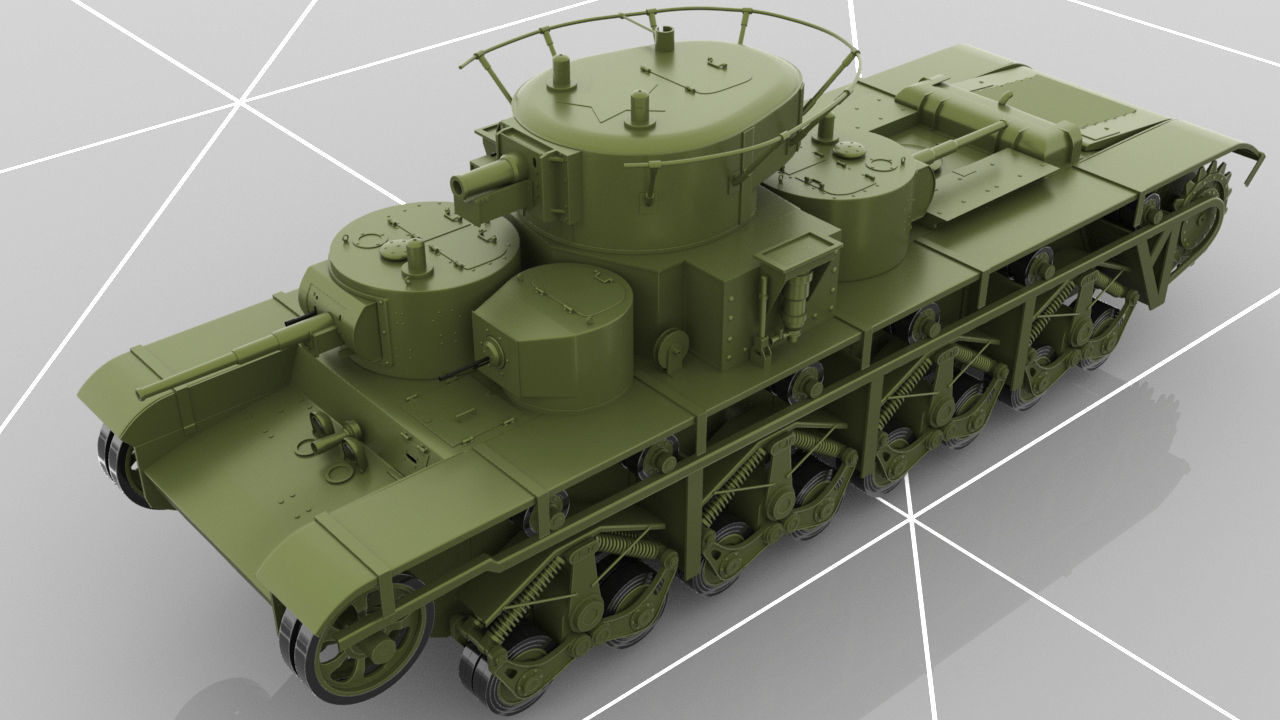Soviet Russian Heavy Tank T-35 3D model_11