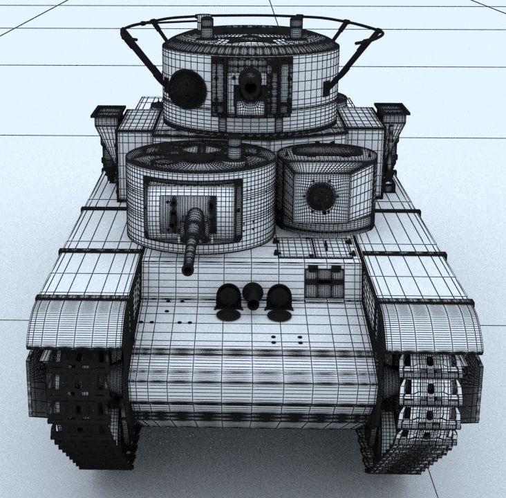 Soviet Russian Heavy Tank T-35 3D model_6