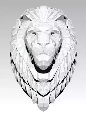 Printable Lion head bust Lowpoly Style 3D print model