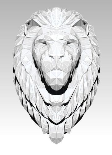 Printable Lion head bust Lowpoly Style 3D print model 3D print model