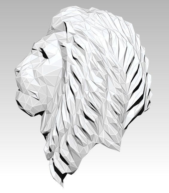 Printable Lion head bust Lowpoly Style 3D print model 3D print model_1