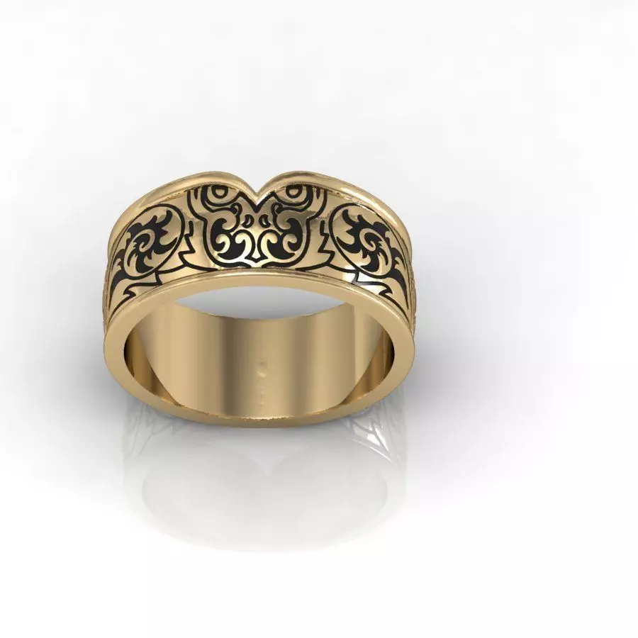 engagement ring with owl and enamel   3D print model_0