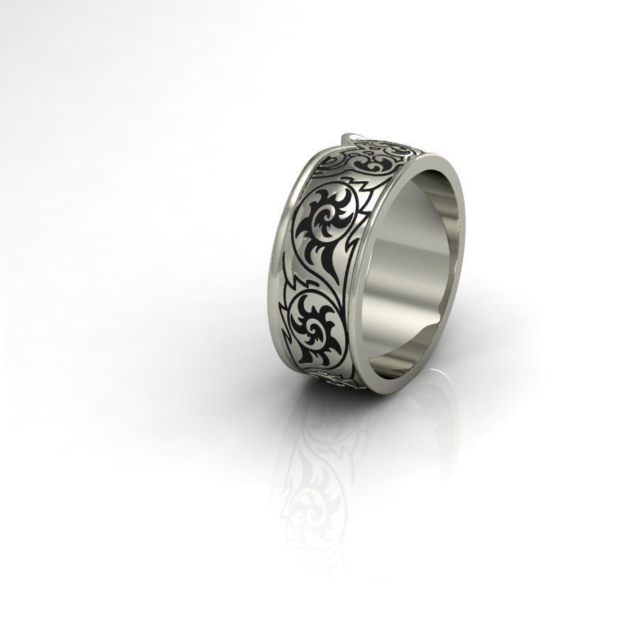 engagement ring with owl and enamel   3D print model_1