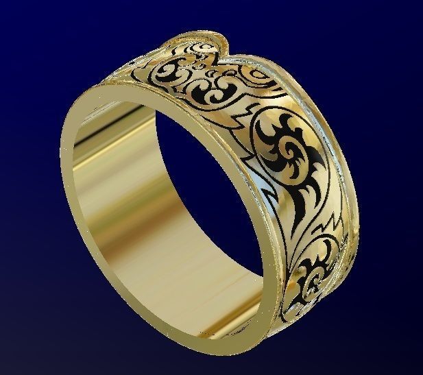 engagement ring with owl and enamel   3D print model_6