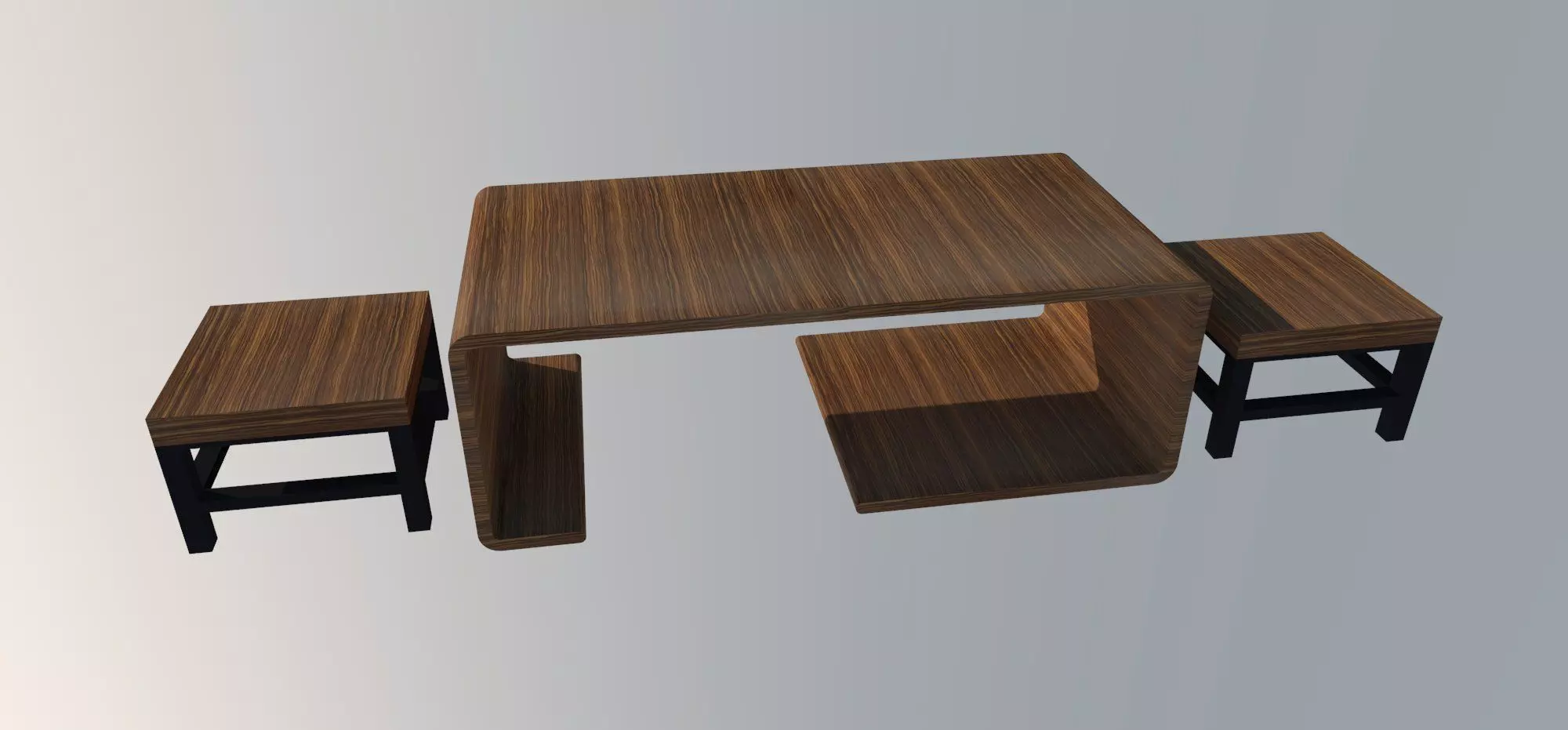 WOOD DESK 3D model_0