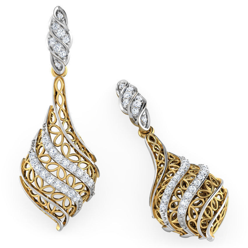 Structured Leaf Earring 3D print model_9