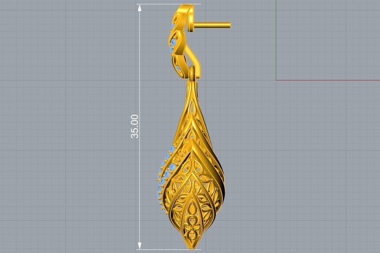 Structured Leaf Earring 3D print model_5