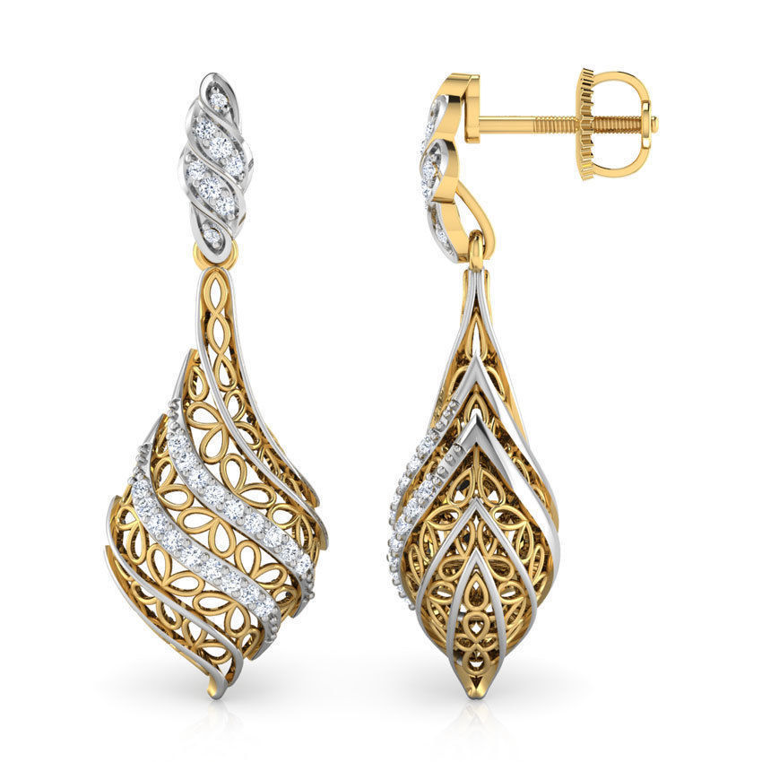 Structured Leaf Earring 3D print model_2