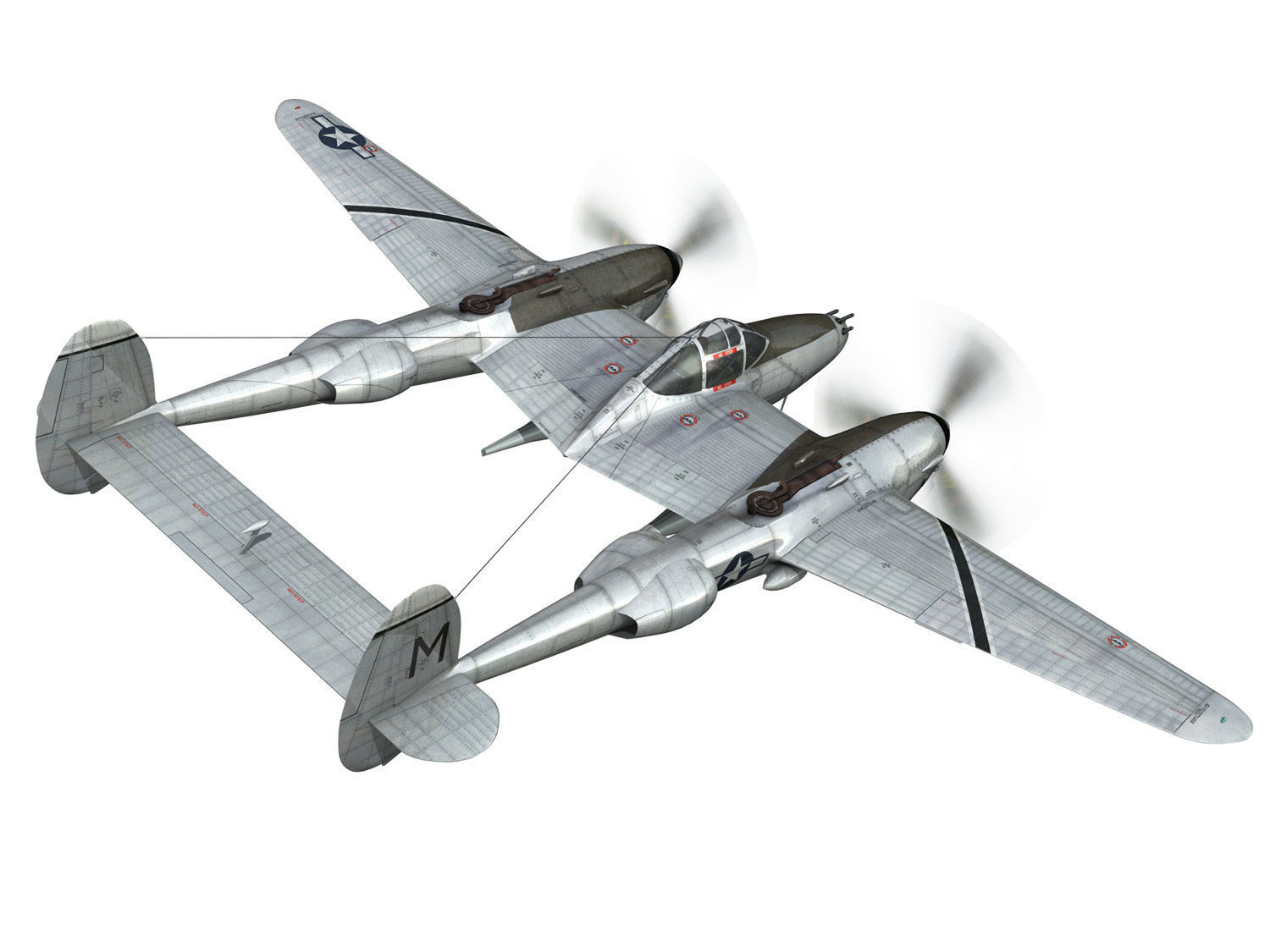 Lockheed P-38 Lightning - Ready Maid 3D model_8