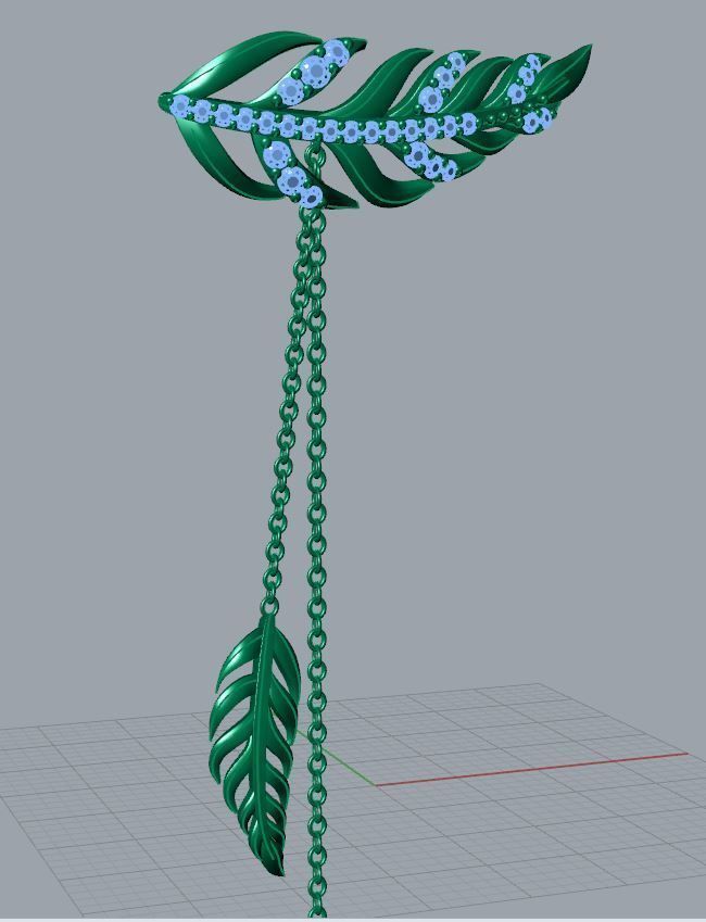 Feather Earring 3D print model_9