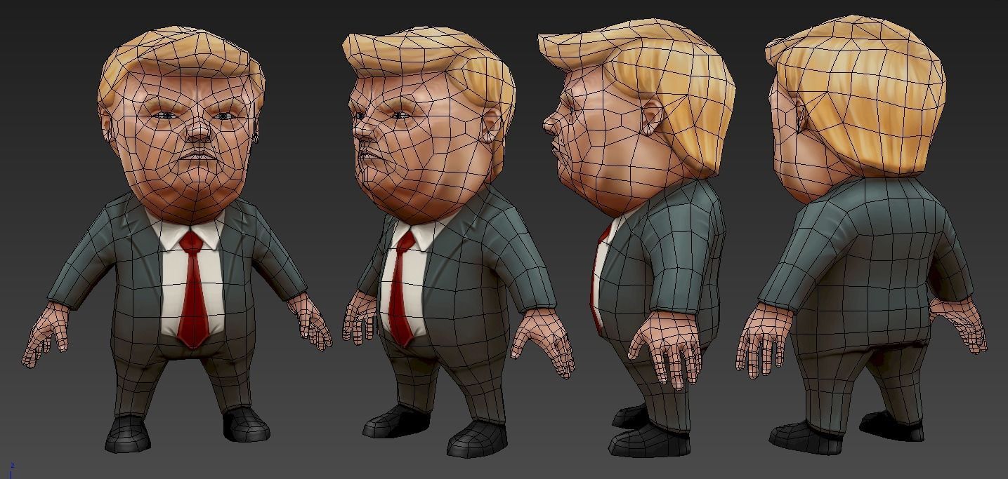 Chibii politicians - Trump Low-poly 3D model_1