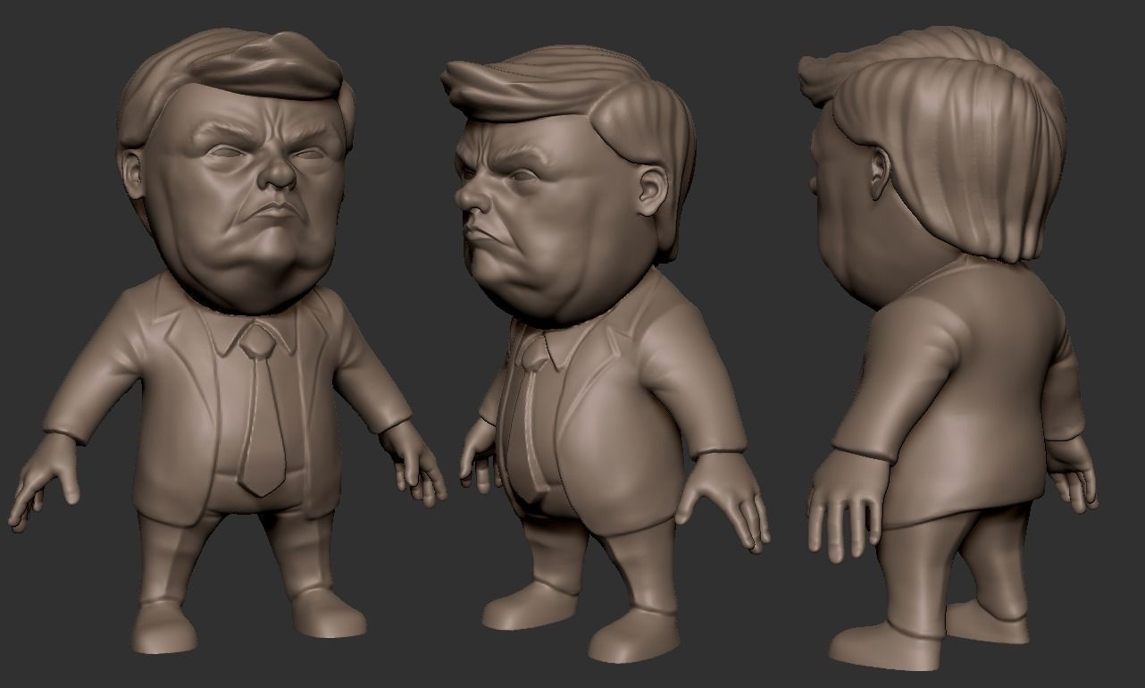 Chibii politicians - Trump Low-poly 3D model_2