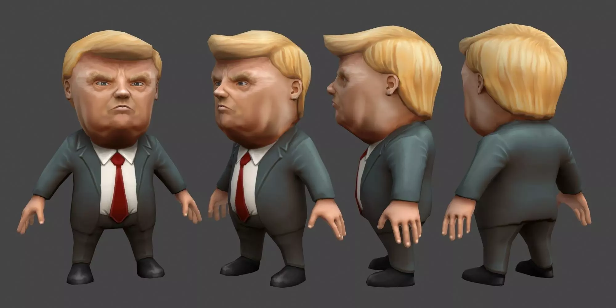 Chibii politicians - Trump Low-poly 3D model_0