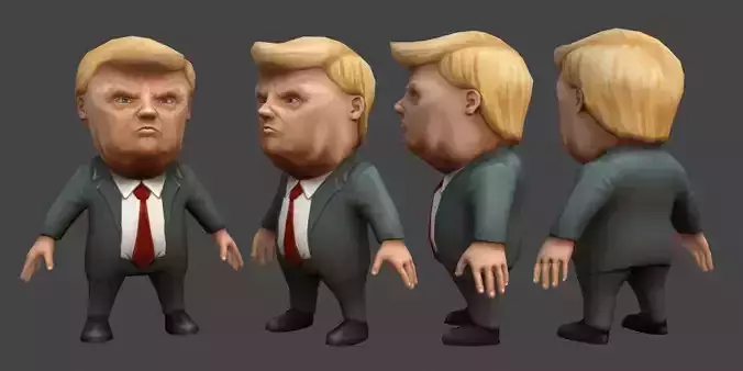 Chibii politicians - Trump Low-poly 3D model