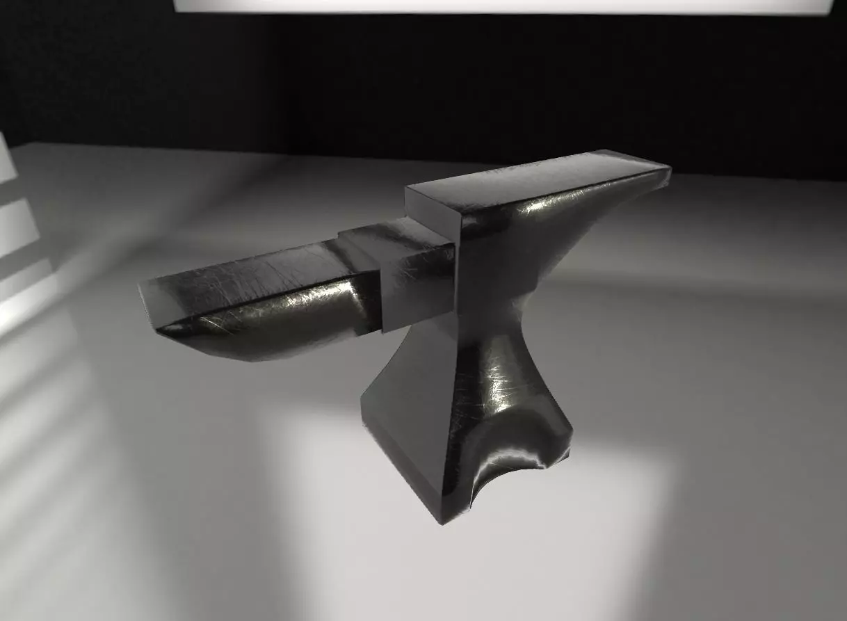 PBR Gameready Anvil metal hammer Low-poly 3D model_0