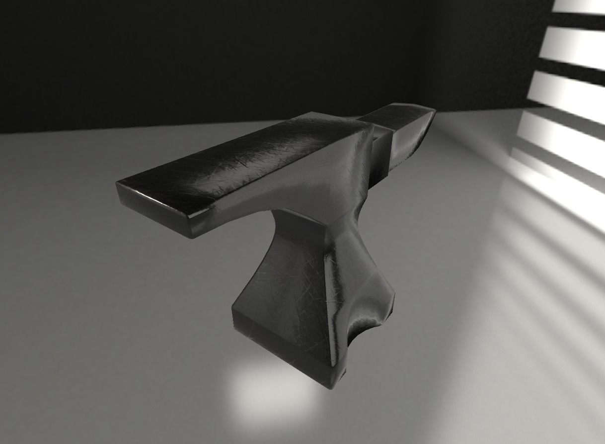 PBR Gameready Anvil metal hammer Low-poly 3D model_2
