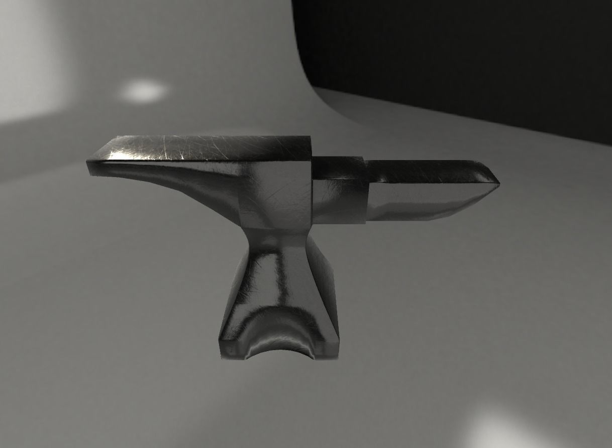 PBR Gameready Anvil metal hammer Low-poly 3D model_1
