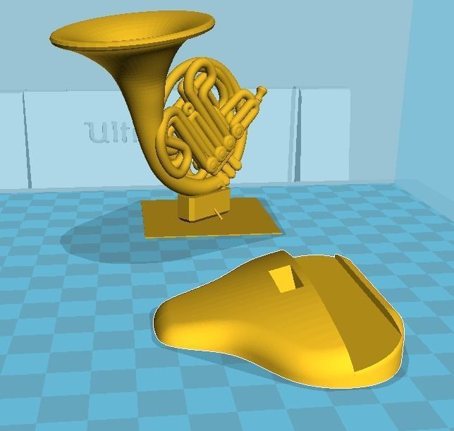 French horn desk pen holder office 3D print model_1