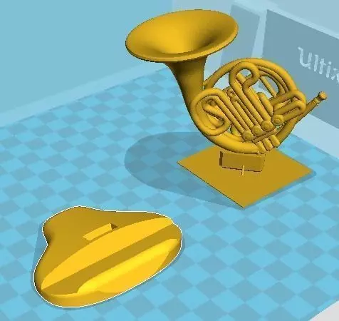 French horn desk pen holder office 3D print model_0