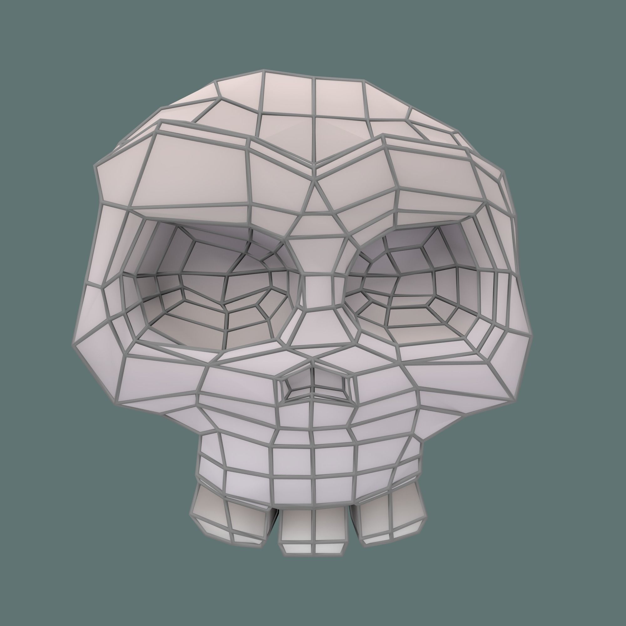 Low poly cartoony human skull Low-poly 3D model_7