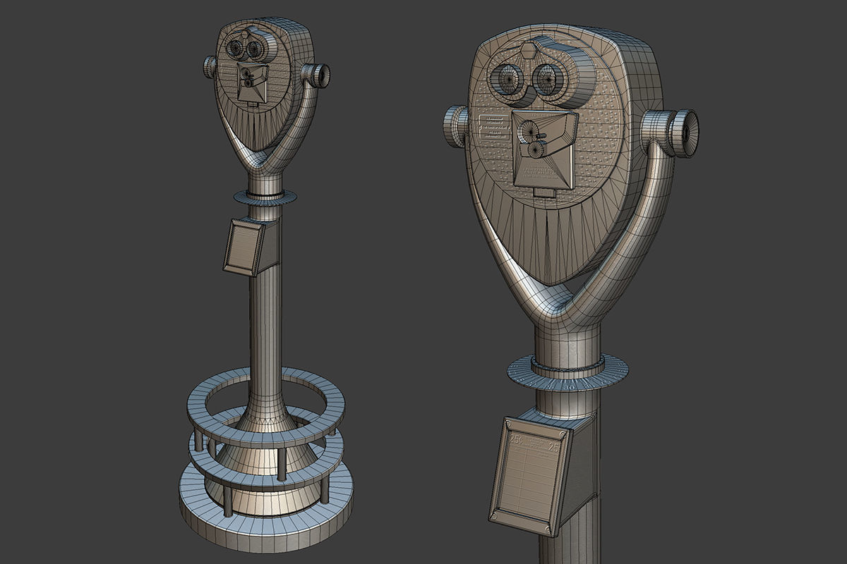Tower Optical Binocular Viewer Low-poly 3D model_8