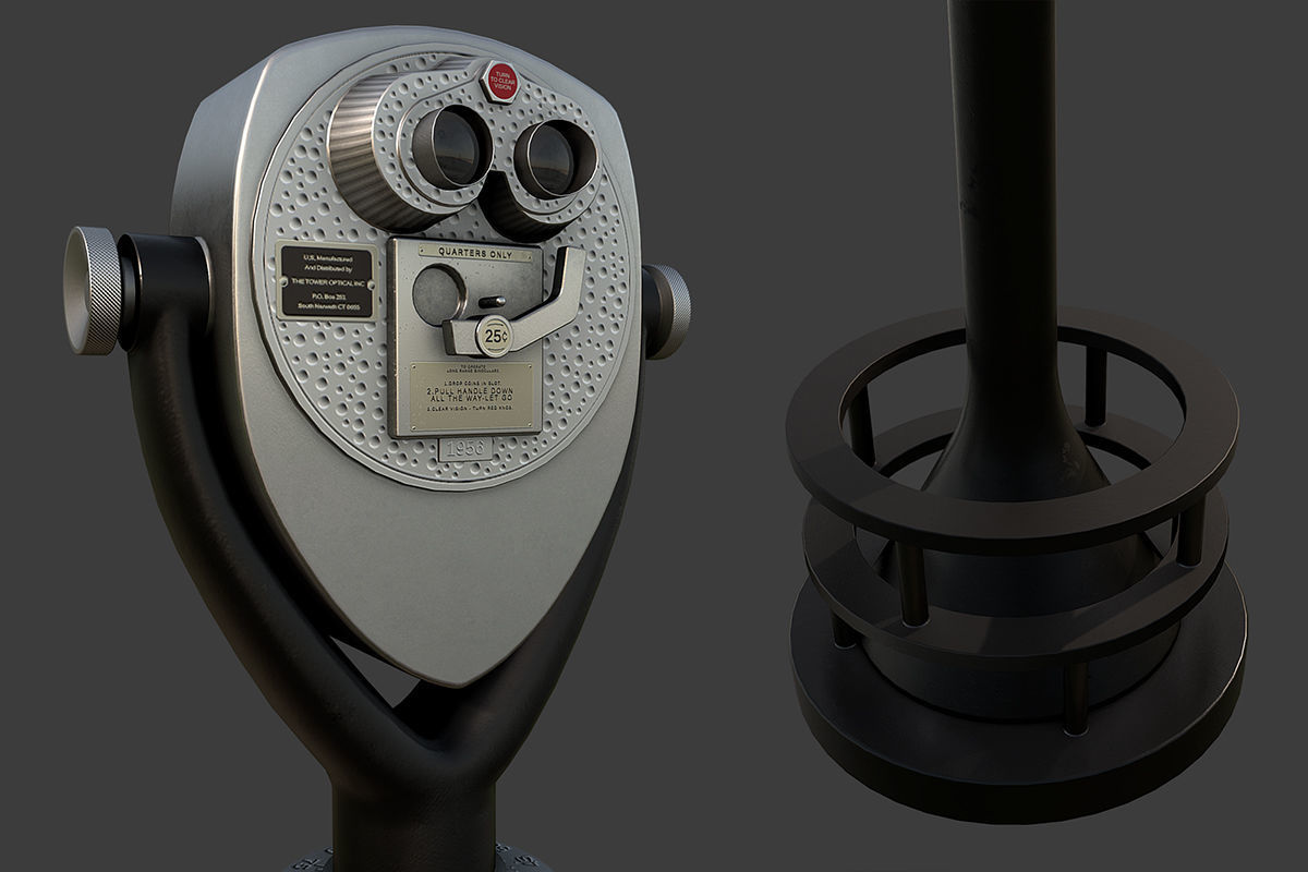 Tower Optical Binocular Viewer Low-poly 3D model_3