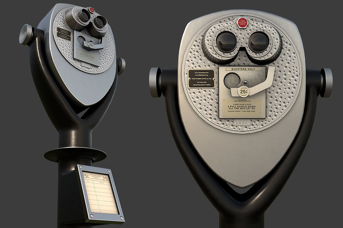 Tower Optical Binocular Viewer Low-poly 3D model_6