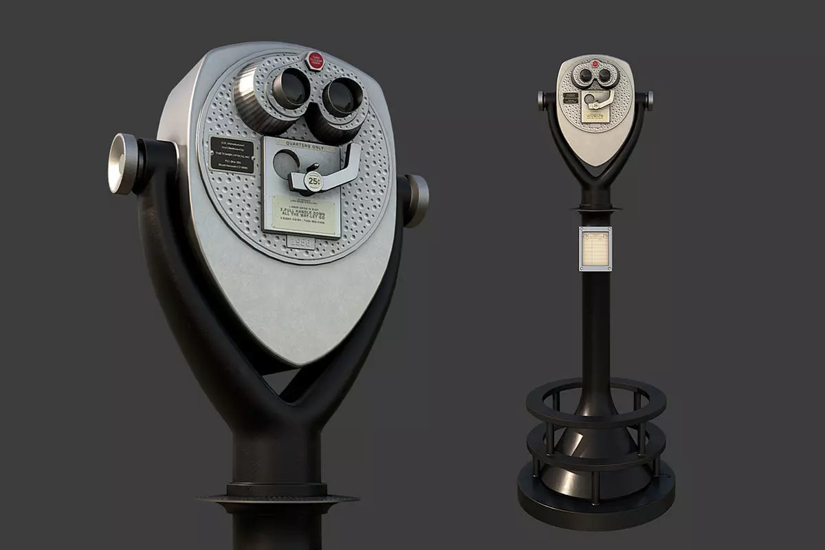 Tower Optical Binocular Viewer Low-poly 3D model_0