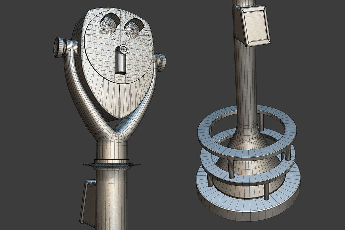 Tower Optical Binocular Viewer Low-poly 3D model_9