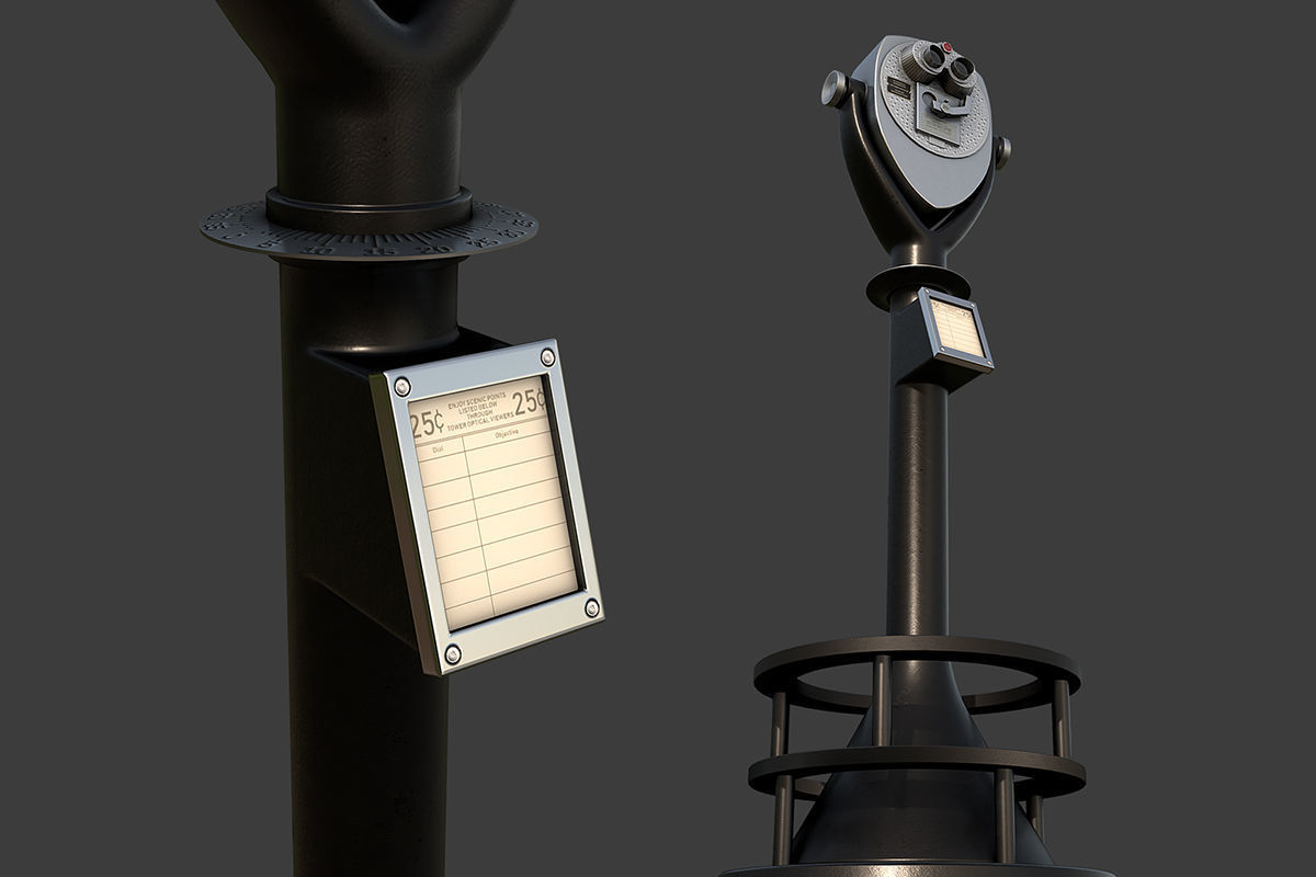 Tower Optical Binocular Viewer Low-poly 3D model_5