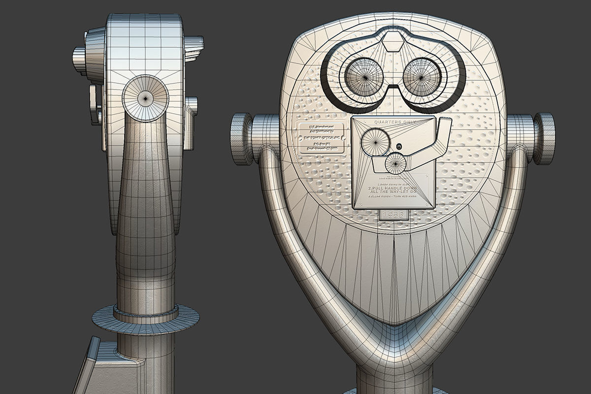 Tower Optical Binocular Viewer Low-poly 3D model_10
