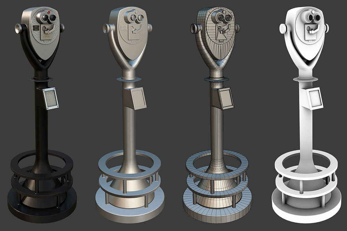 Tower Optical Binocular Viewer Low-poly 3D model_1