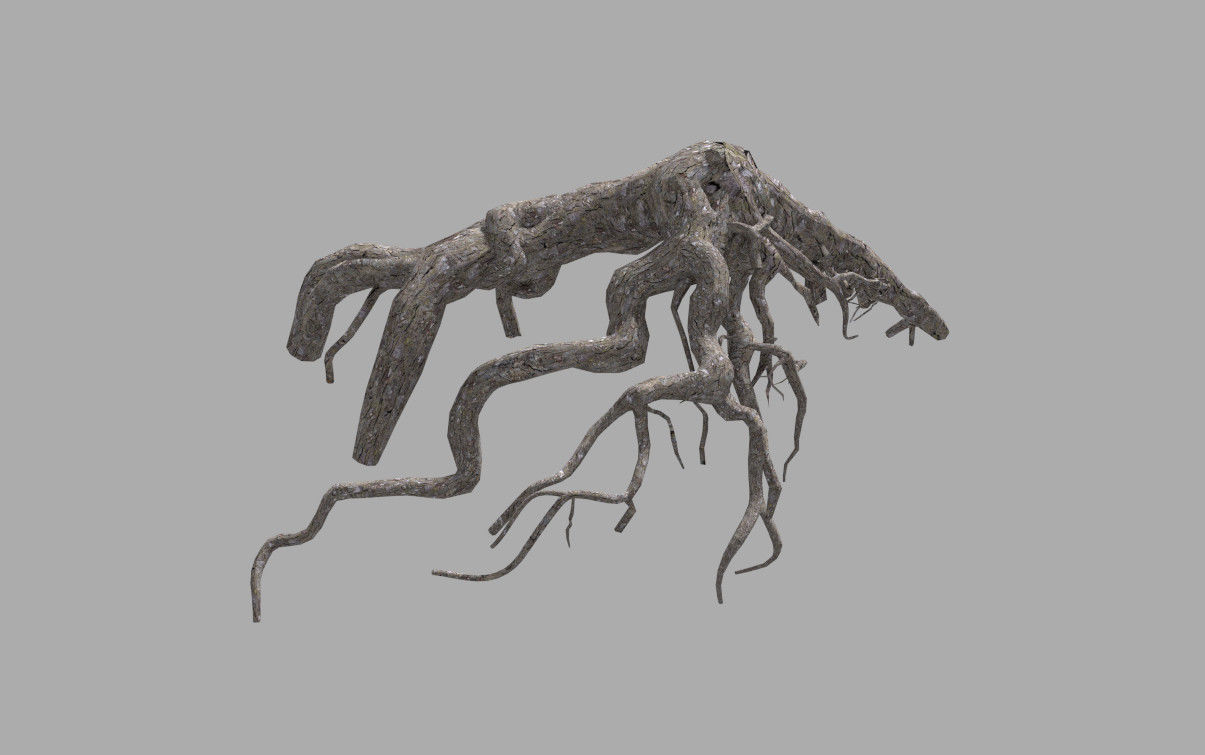low poly tree root 1 Low-poly 3D model_2