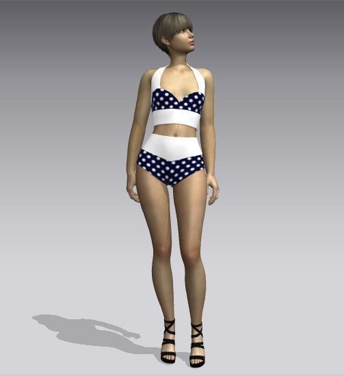 Woman swimsuits Low-poly 3D model_8