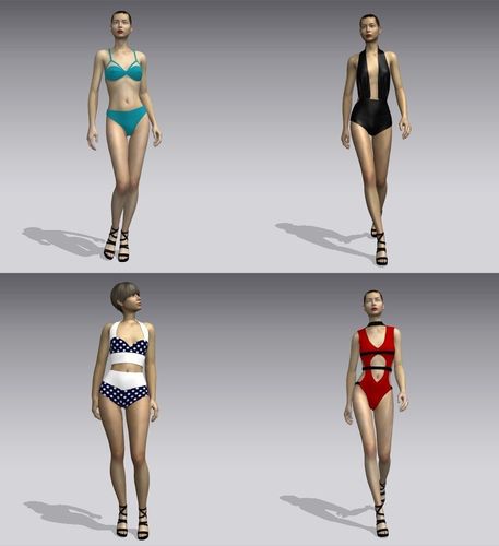 Woman swimsuits Low-poly 3D model