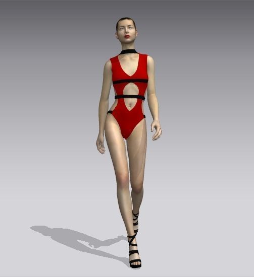 Woman swimsuits Low-poly 3D model_10