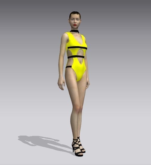 Woman swimsuits Low-poly 3D model_12