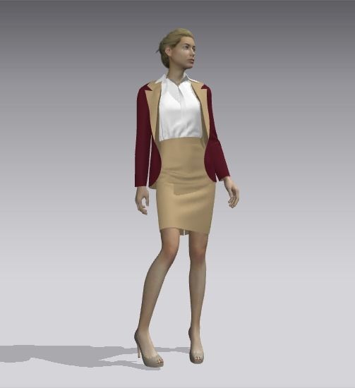 Woman in suit Free low-poly 3D model_4