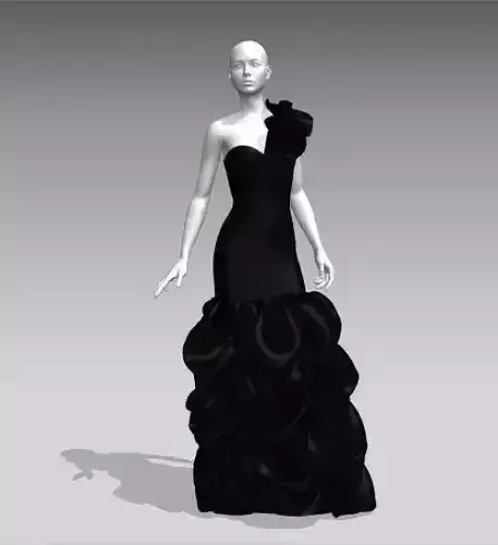 Woman black ball gown