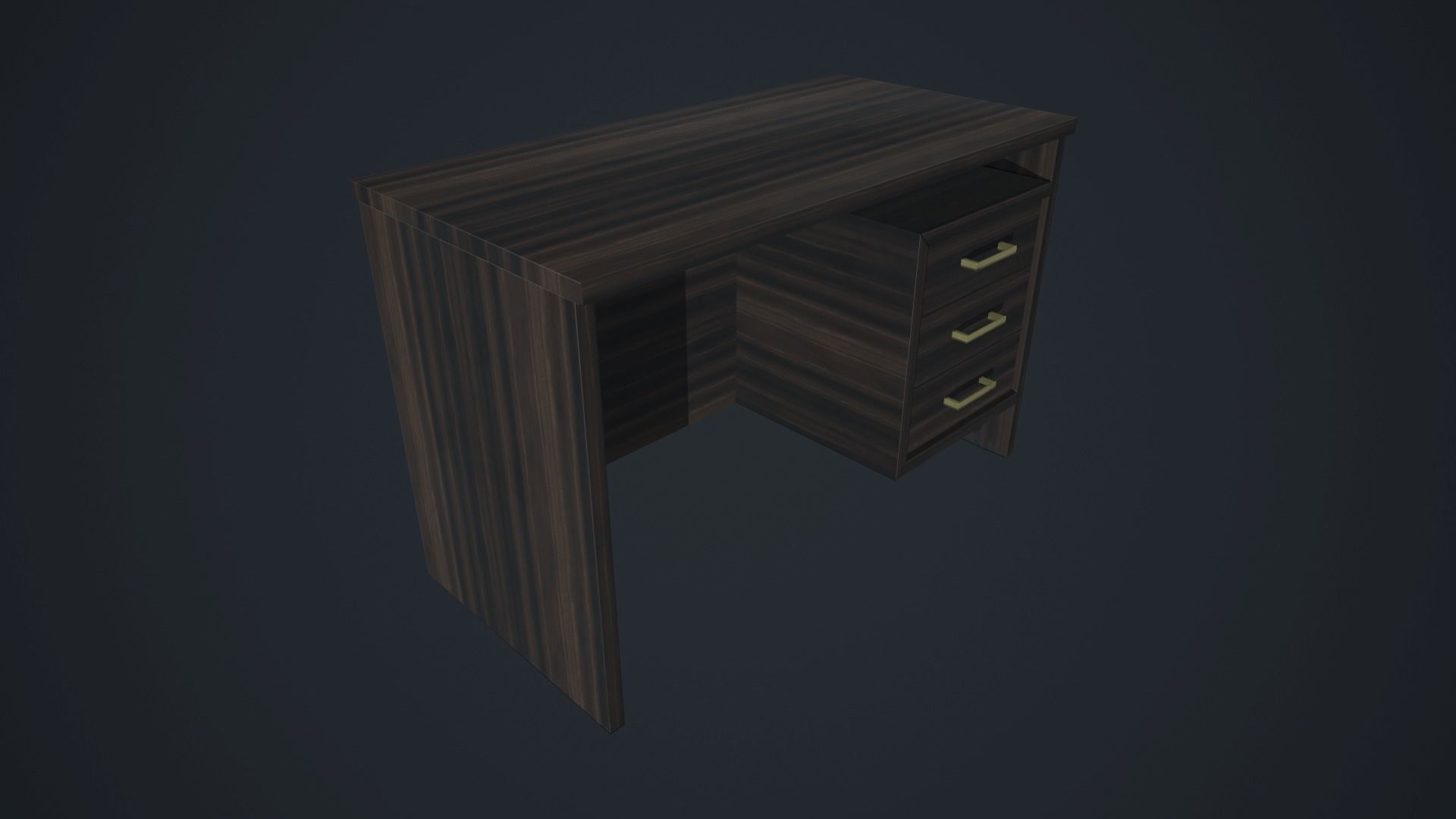 Modern Wood PC Desk Low Poly PBR Game Ready Asset tabble Low-poly 3D model_9