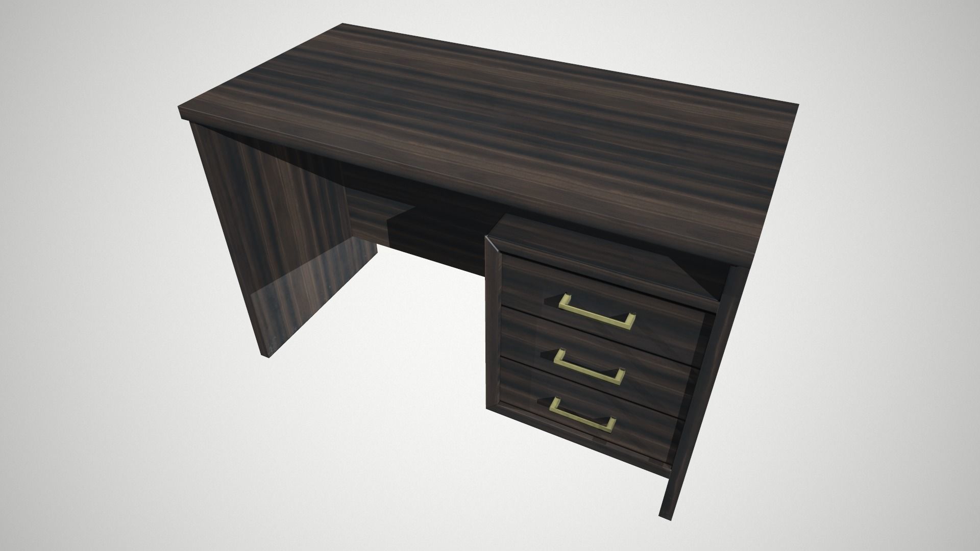 Modern Wood PC Desk Low Poly PBR Game Ready Asset tabble Low-poly 3D model_6
